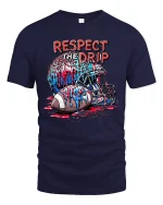 Respect The Drip Football T-Shirt Cool Sports Tee - navy t-shirt on white background