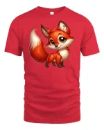 Cute Cartoon Fox Big Eyes Tee - red t-shirt on white background