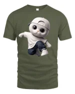 Cool Hip Hop Cat Streetwear Style T-Shirt - military green t-shirt on white background