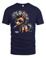 Funny Punk Pony Smoking Tee - navy t-shirt on white background