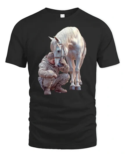 Strong Bond Horse and Rider Friendship T-Shirt - black t-shirt on white background