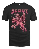 Scout Winged Cat Fantasy T-Shirt - black t-shirt on white background