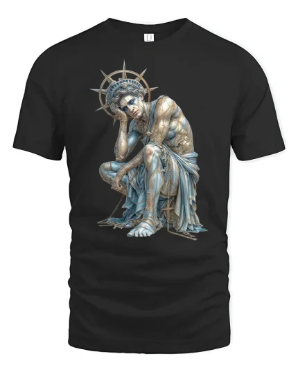 Fallen Statue Angel Gothic Style Tee - black t-shirt on white background
