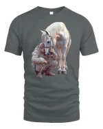 Strong Bond Horse and Rider Friendship T-Shirt - gray t-shirt on white background