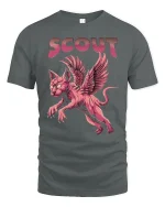 Scout Winged Cat Fantasy T-Shirt - gray t-shirt on white background
