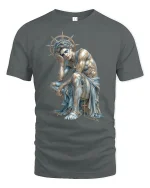 Fallen Statue Angel Gothic Style Tee - gray t-shirt on white background