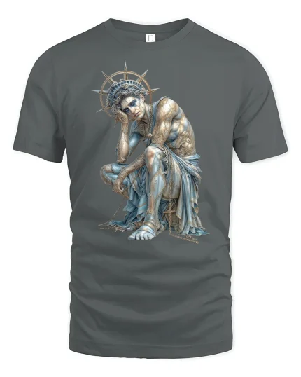 Fallen Statue Angel Gothic Style Tee - gray t-shirt on white background