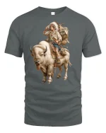 Native Buffalo Rider Tribal Spirit Tee - gray t-shirt on white background