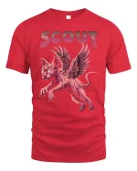 Scout Winged Cat Fantasy T-Shirt - red t-shirt on white background