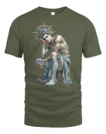 Fallen Statue Angel Gothic Style Tee - military green t-shirt on white background