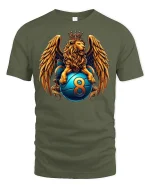 King Lion Crown Winged 8 Ball T-Shirt - military green t-shirt on white background