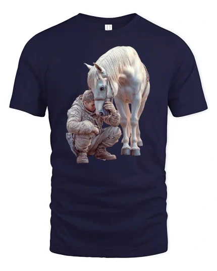 Strong Bond Horse and Rider Friendship T-Shirt - navy t-shirt on white background