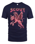 Scout Winged Cat Fantasy T-Shirt - navy t-shirt on white background