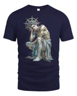 Fallen Statue Angel Gothic Style Tee - navy t-shirt on white background