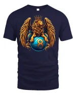 King Lion Crown Winged 8 Ball T-Shirt - navy t-shirt on white background