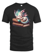 Cute Sleeping Dragon T-Shirt - black t-shirt on white background