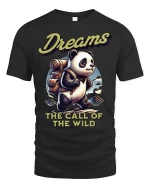 Adventure Panda Dreams T-Shirt - black t-shirt on white background