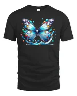 Color Splash Butterfly T-Shirt - black t-shirt on white background