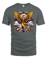 Golden Angel Warrior T-Shirt - gray t-shirt on white background
