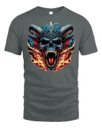 Fire Demon Skull T-Shirt - gray t-shirt on white background