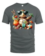 Chill Beach Turtle T-Shirt - gray t-shirt on white background