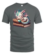 Cute Sleeping Dragon T-Shirt - gray t-shirt on white background