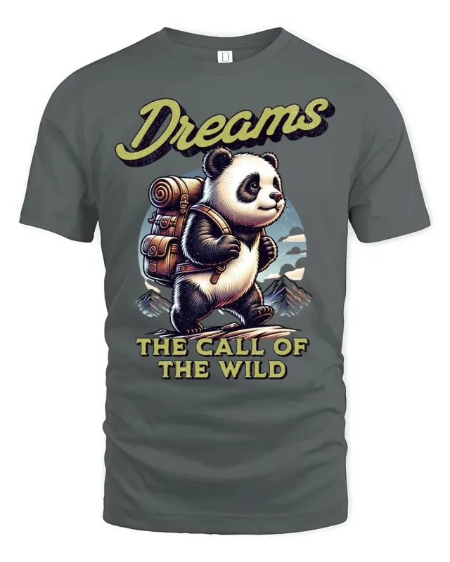 Adventure Panda Dreams T-Shirt - gray t-shirt on white background