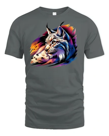 Wild Lynx Spirit T-Shirt - gray t-shirt on white background