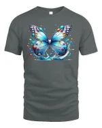 Color Splash Butterfly T-Shirt - gray t-shirt on white background