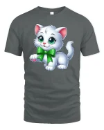 Cute White Kitten T-Shirt - gray t-shirt on white background