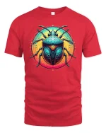 Neon Beetle T-Shirt - Vibrant Insect Art - red t-shirt on white background