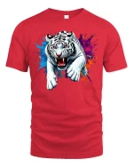 Fierce White Tiger T-Shirt - red t-shirt on white background