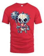 Cute Skull Warrior T-Shirt - red t-shirt on white background