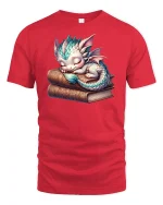 Cute Sleeping Dragon T-Shirt - red t-shirt on white background