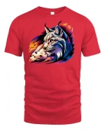 Wild Lynx Spirit T-Shirt - red t-shirt on white background