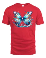 Color Splash Butterfly T-Shirt - red t-shirt on white background
