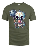 Cute Skull Warrior T-Shirt - military green t-shirt on white background