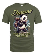 Adventure Panda Dreams T-Shirt - military green t-shirt on white background