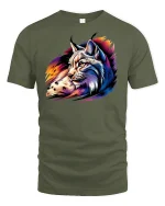 Wild Lynx Spirit T-Shirt - military green t-shirt on white background