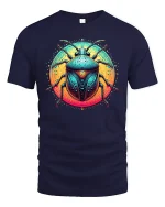 Neon Beetle T-Shirt - Vibrant Insect Art - navy t-shirt on white background