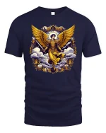 Golden Angel Warrior T-Shirt - navy t-shirt on white background