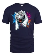 Fierce White Tiger T-Shirt - navy t-shirt on white background