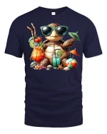 Chill Beach Turtle T-Shirt - navy t-shirt on white background