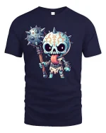 Cute Skull Warrior T-Shirt - navy t-shirt on white background