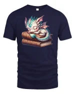 Cute Sleeping Dragon T-Shirt - navy t-shirt on white background