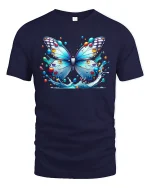 Color Splash Butterfly T-Shirt - navy t-shirt on white background