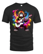 Guitar Monkey T-Shirt - black t-shirt on white background