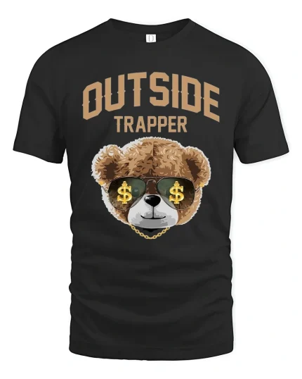 Outside Trapper T-Shirt - black t-shirt on white background