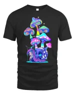 Psychedelic Mushroom Snail T-Shirt - black t-shirt on white background