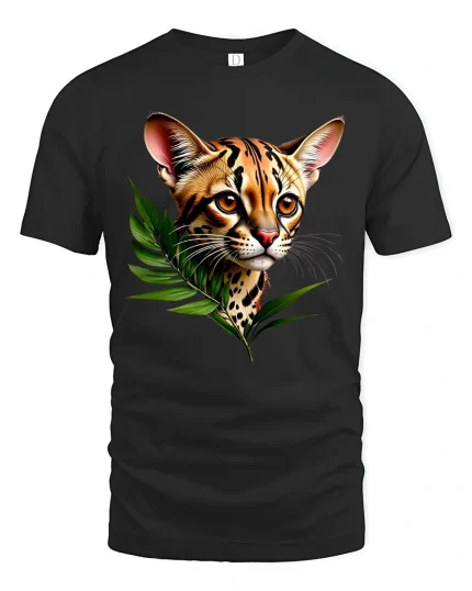 Jungle Cat T-Shirt - Wild Leopard Graphic - black t-shirt on white background